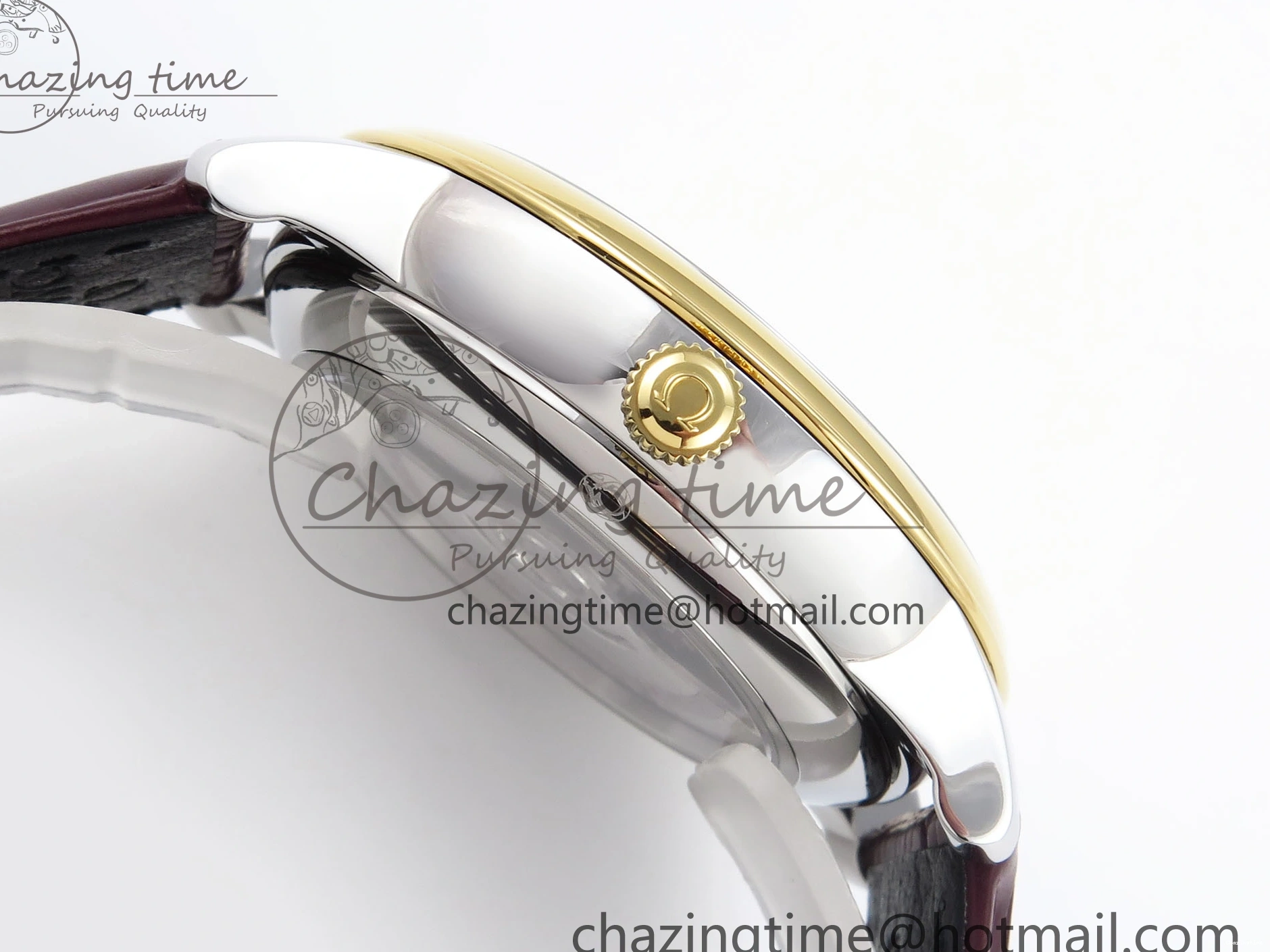 0415 De Ville Power Reserve YG MKF 1:1 Best Edition White Dial on Brown Leather Strap A WrinkleFree 7755